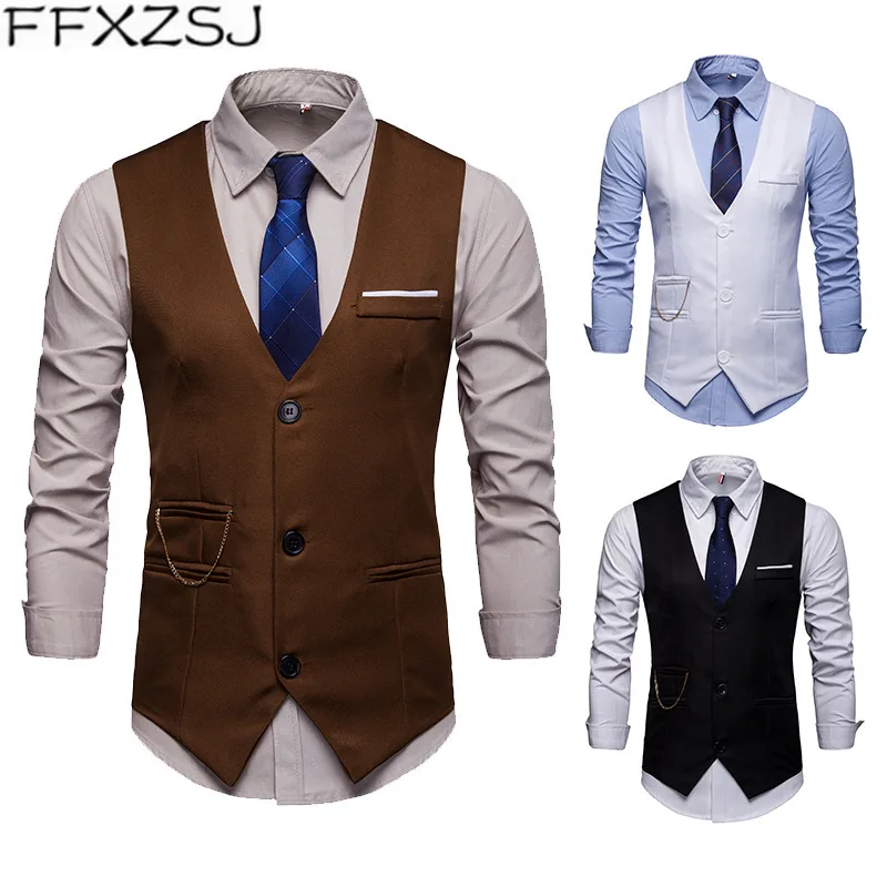 FFXZSJ Brand 2019 Europe edition men's accessories match nightclub suit waistcoat vest men slim | Мужская одежда