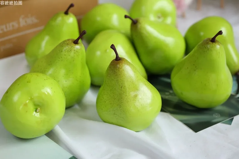 Cyan-blue Pears Модель искусственных фруктов искусственный лимон яблока груши банан персики Carambola свадебная фотография студия DIY украшения - Цвет: Cyan-blue Pears