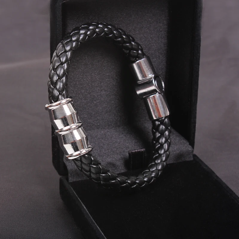 Handmade Round Snake Woven Leather Bracelet Men Stainless Steel Watch Accessories perle armbanden voor vrouwen pulseras | Украшения и