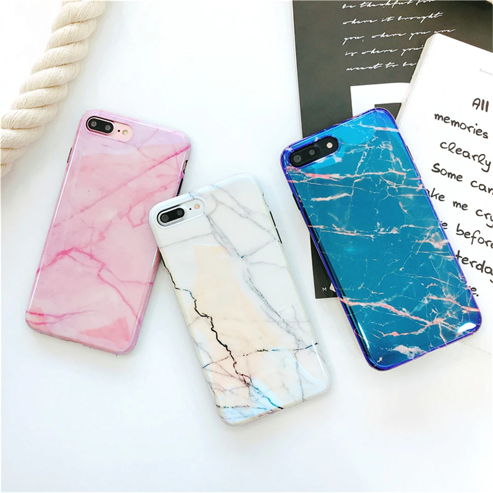 Cases For Iphone 7 The New Marble Texture Phone Case 6 6s 8 X Plus Blu-ray Soft Silica Shock Protection Cover Capa |