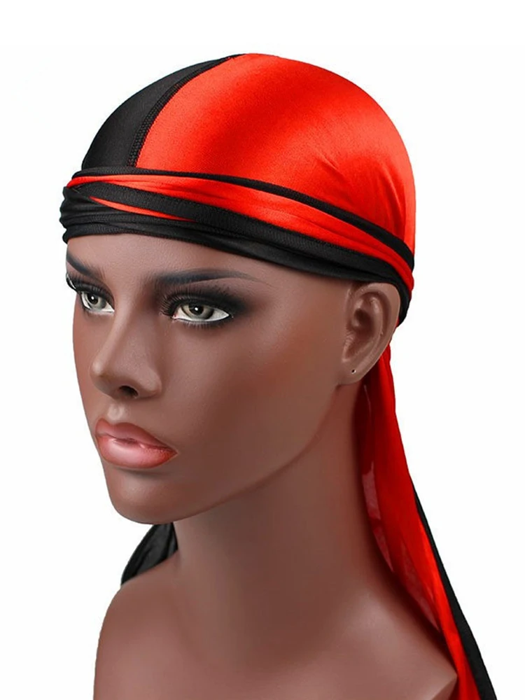

Hair Accessories Knotted Bandana Headband Durags Hats For Men Women Soft Silk Double Colors Patchwork Turban Headband Headwrap