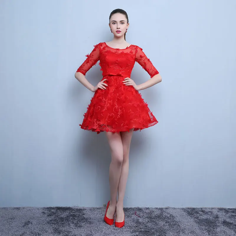 Женское вечернее платье с круглым вырезом FADISTEE элегантное короткое Кружевное