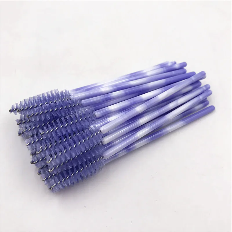 Light Purple 50 шт./лот, цветные ручки, одноразовые палочки для туши, аппликатор для ресниц, нейлоновые кисти для макияжа, наращивание ресниц, аксессуары для макияжа - Handle Color: Light Purple