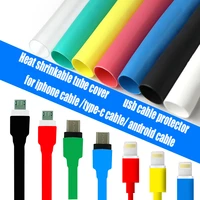 5pcs cable protector heat shrink tube sleeve usb cable winder cover wire organizer for ipad iphone 6 7 8 x xr for android cable