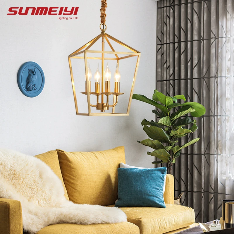 Lámpara de techo de cobre con accesorios, candelabro de arañas LED, estilo nórdico, para sala de estar, cocina y habitaciones de niños