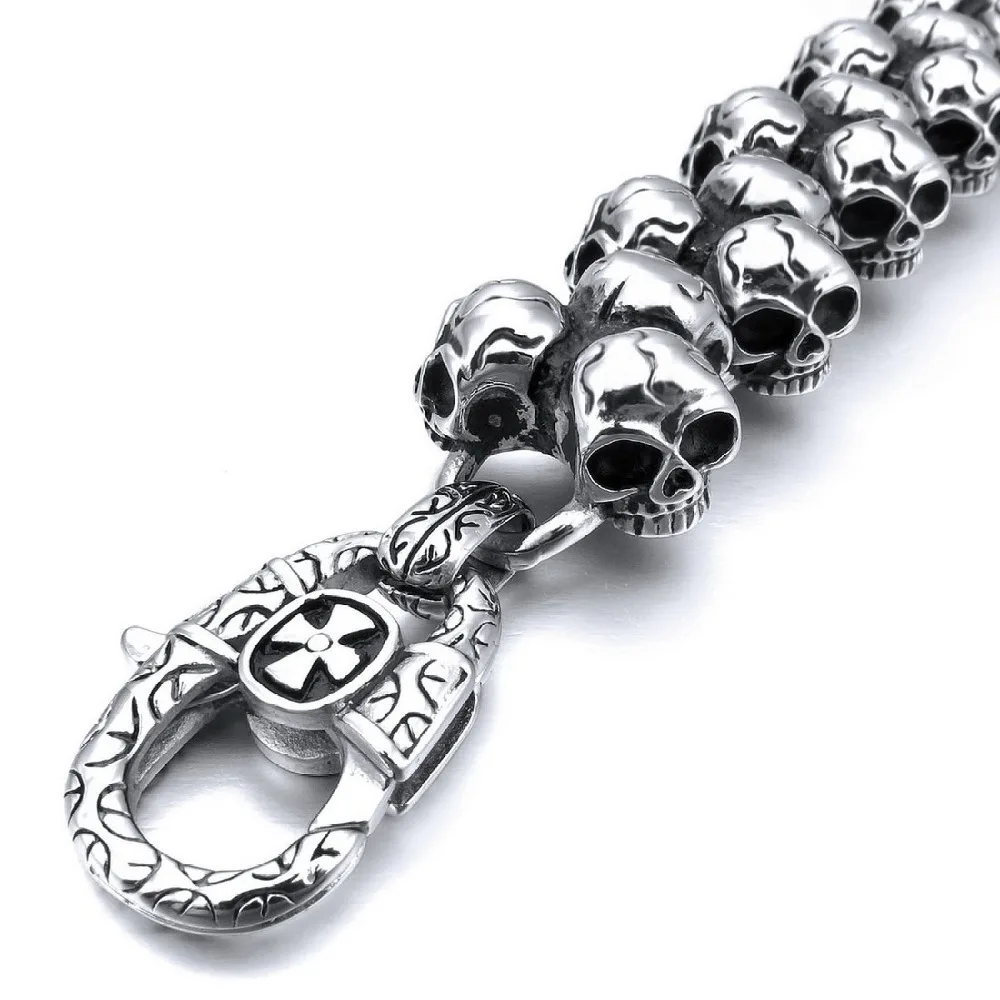 Крутой мужской браслет из нержавеющей стали ювелирное изделие череп крест