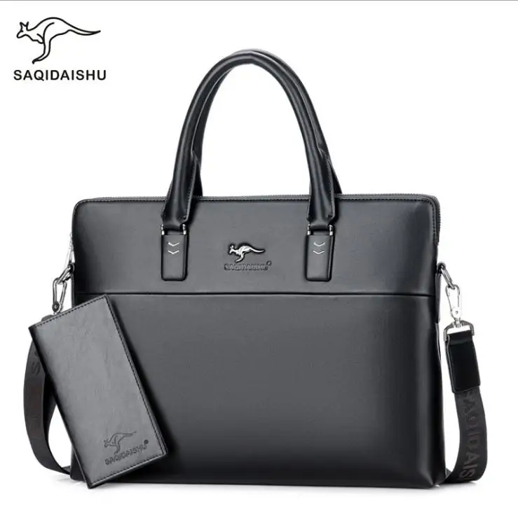 Men briefcases big business Bag a4 notebook Split Leather formal work bags Male Crossbody Messenger handbags