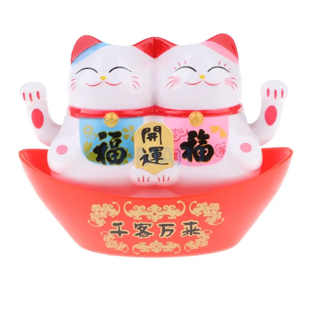 D Maneki Neko Твин животное Модель Дети трясущиеся руки фигурка игрушка Солнечный счастливый кот автомобиль орнамент домашний декор друзья подарок - Цвет: D