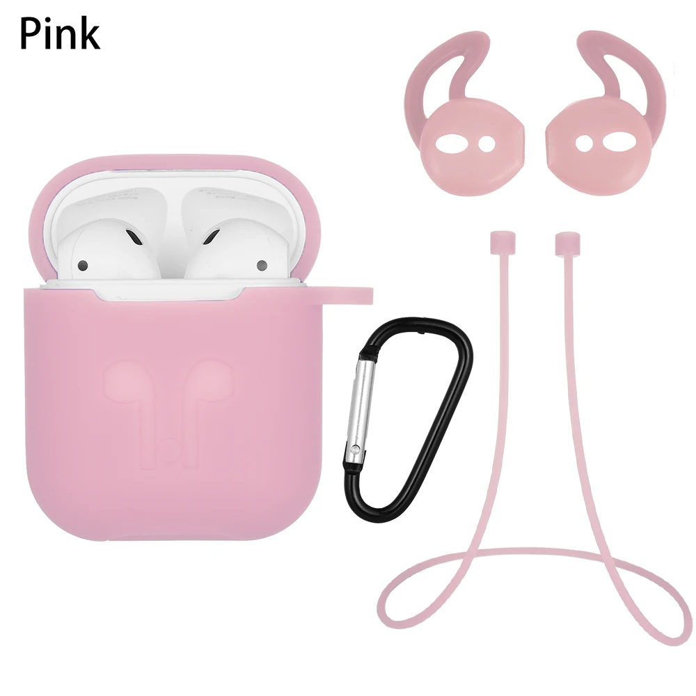 4in1 pink 5в1 силиконовые беспроводные Bluetooth наушники защитный чехол анти-потеря провода подставка для airpods для i часы аксессуары - Цвет: 4in1 pink
