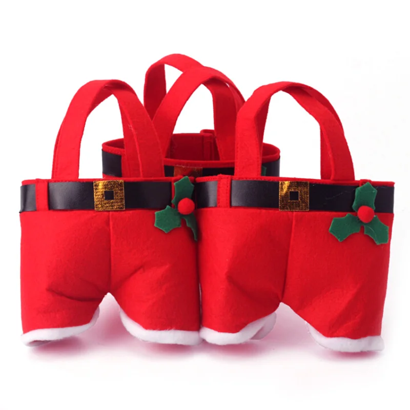 Красный Рождественский подарок сумка Санта Клаус Декор Конфеты бутылки вина Navidad