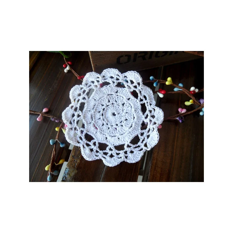 Handmade Crochet DIY Placemat Round Hotel Dinner Decor Coaster Flower Clothes Accessory 13CM Table Doily Wedding Gift 30pcs/lot | Дом и сад