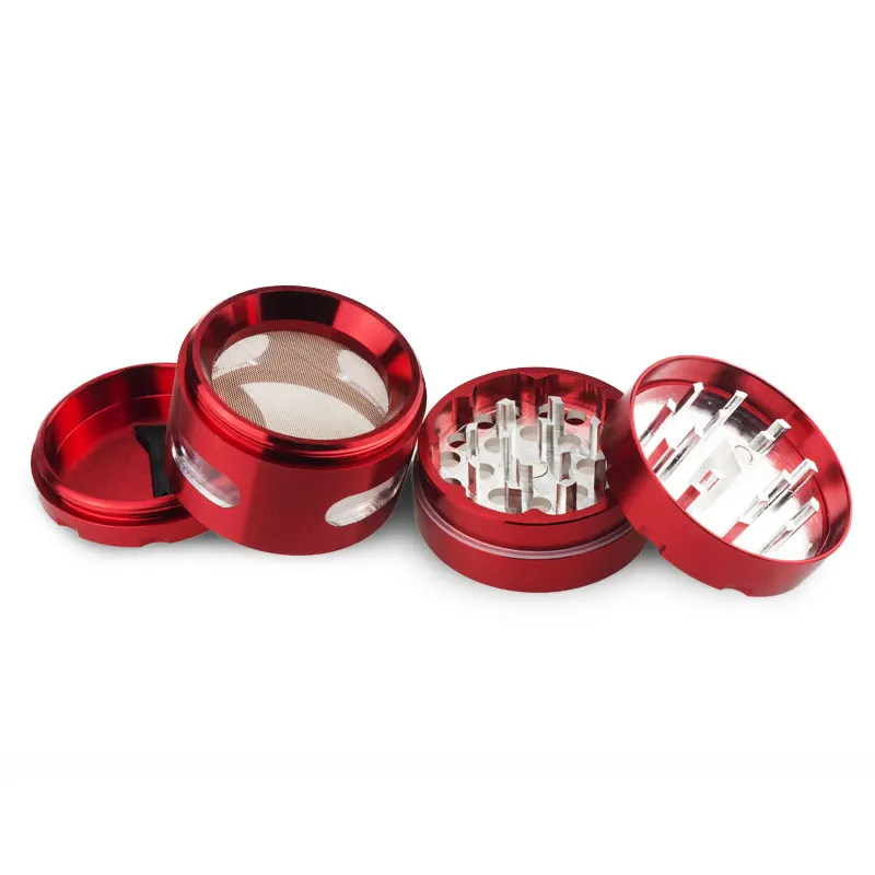 

Formax420 2 Inch 4 Pieces Grinder Slide Clear Window Red Tobacco Grinder