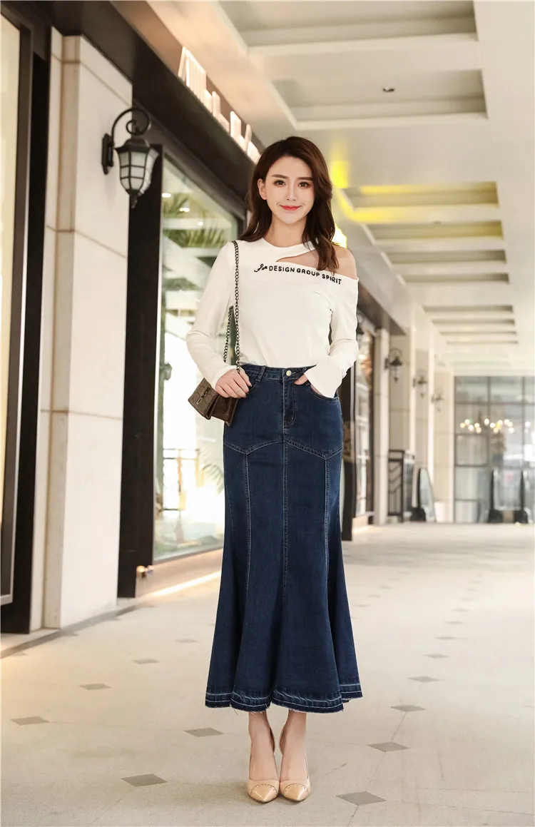 

New women fashion slim long denim skirt, mermaid skirt plus size