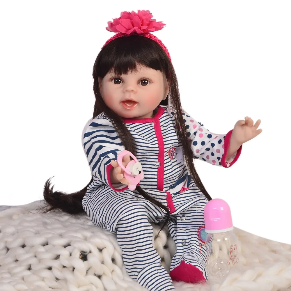 22-дюймовая силиконовая кукла "Reborn Dolls" 55 см - подружка ребёнка, реалистичная и живописная кукла в подарок на день рождения или Рождество, для игры в домик перед сном. Популярная позиция для малышей.