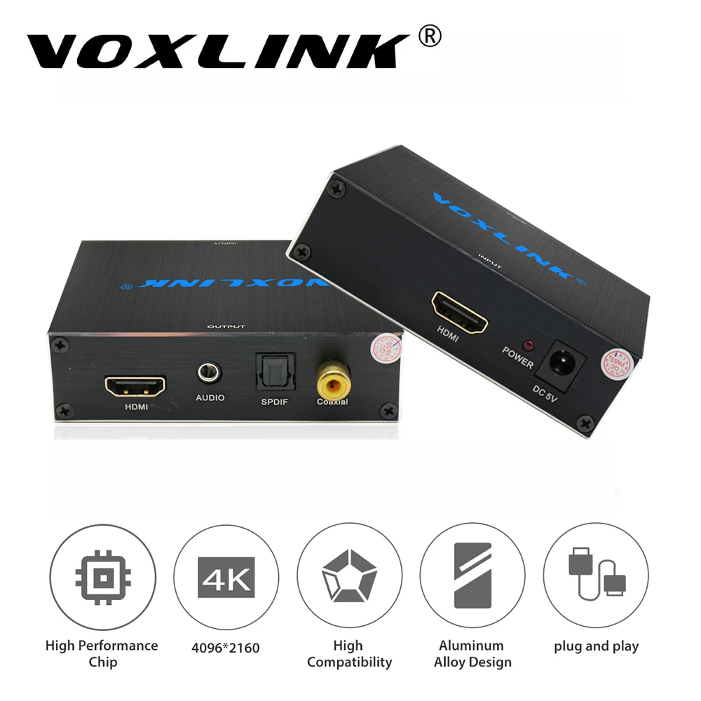 Voxlink HDMI аудио эксрактор конвертер к с оптический Toslink SPDIF + коаксиальный 3.5 мм