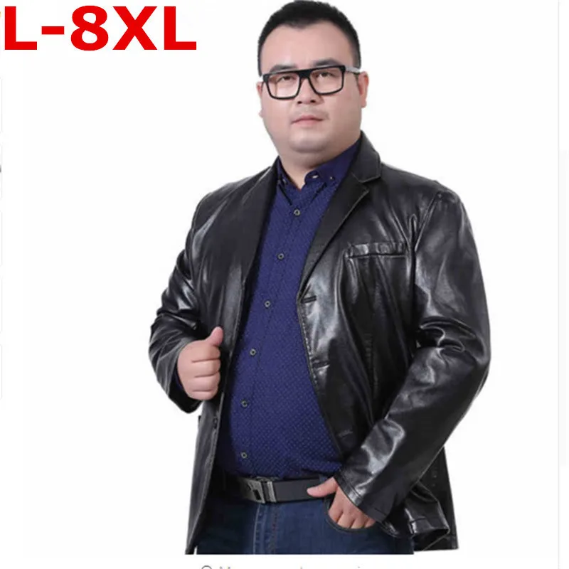 Мужской кожаный костюм большого размера 8XL 7XL6XL Осень зима 2018 блейзер мужские топы