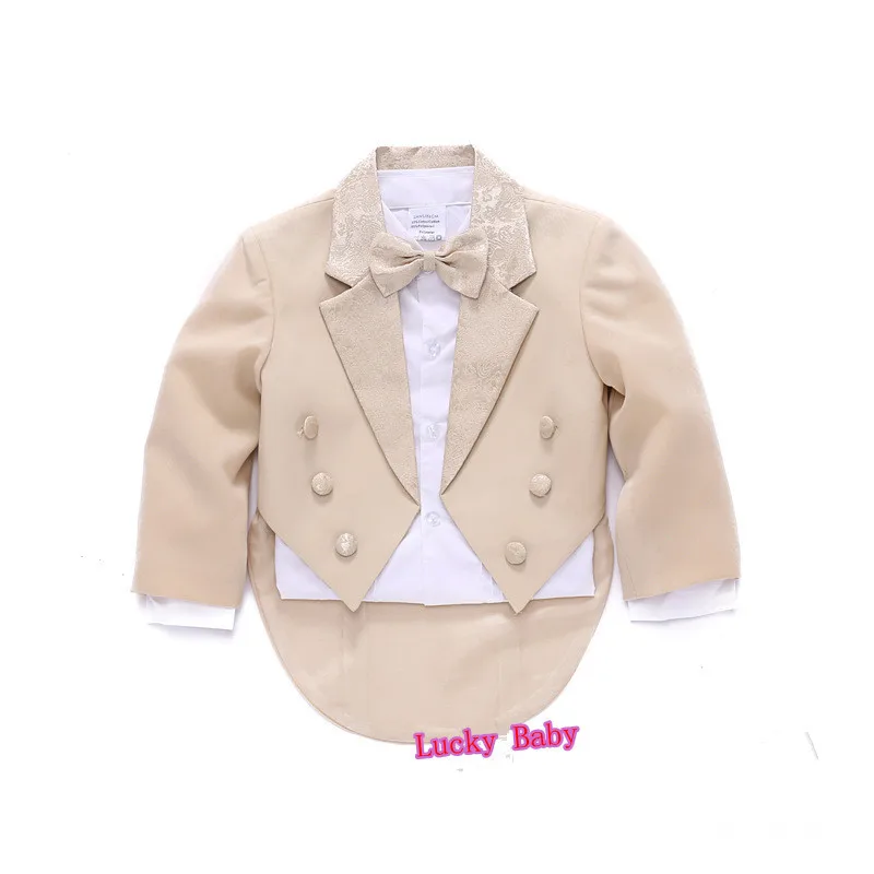 Детский смокинг цвета шампанского с роялем комплект из 5 предметов для мальчиков: