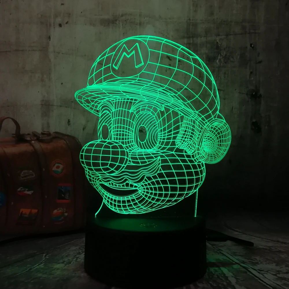Q 3D LED Mario Ночник светильник 7 цветов Изменение стол USB сенсорный RC пульт Новинка