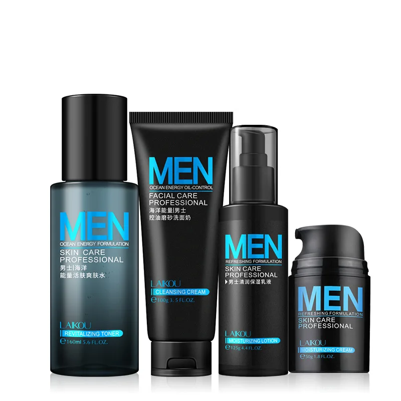Raigo Men's skin Care set 4 products for Oil Control, Water Cleanser, skin Cleanser, lotion Cream, facial Cream, Cosmetics