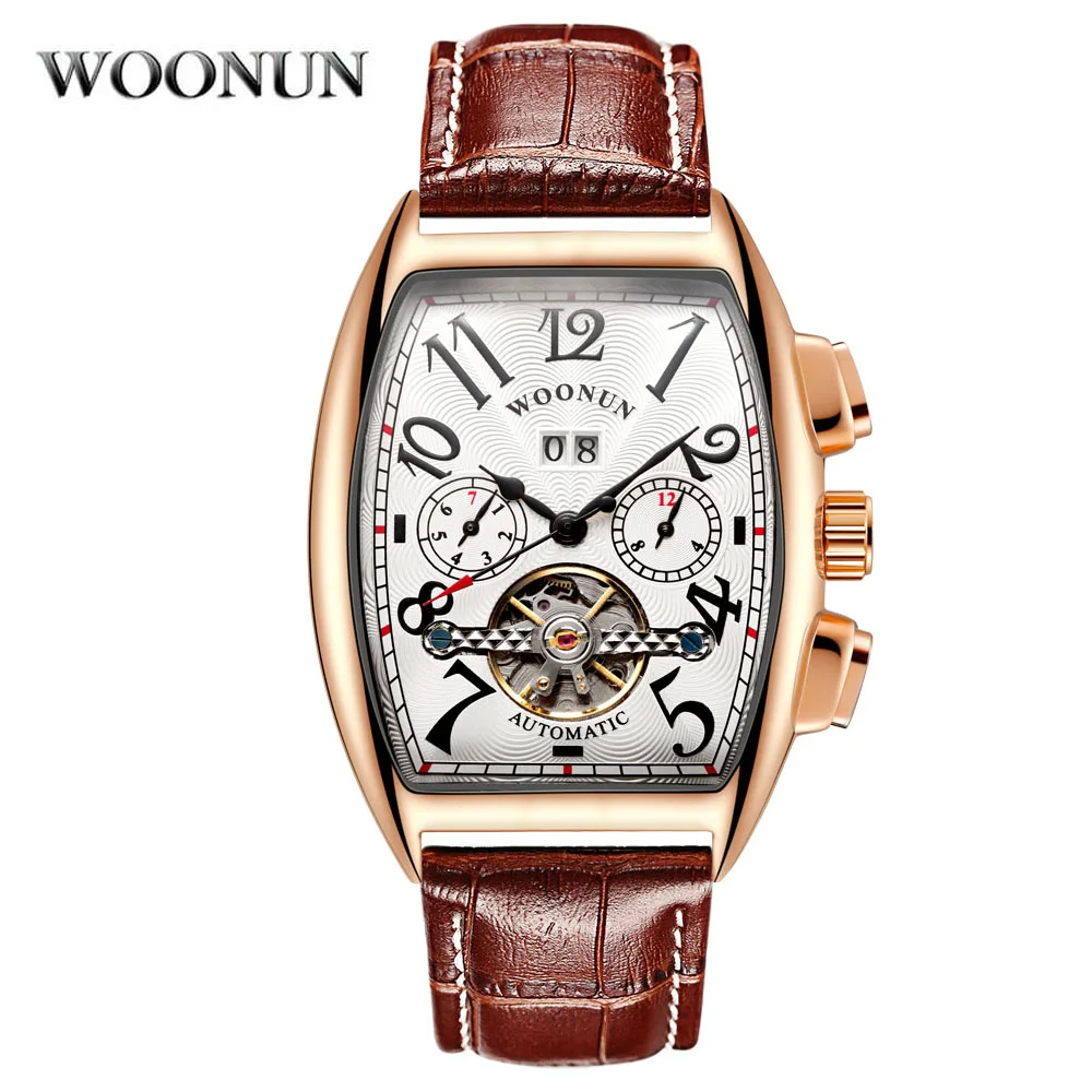 Новые часы Tourbillon Модные Дизайнерские Мужские автоматические механические Tonneau