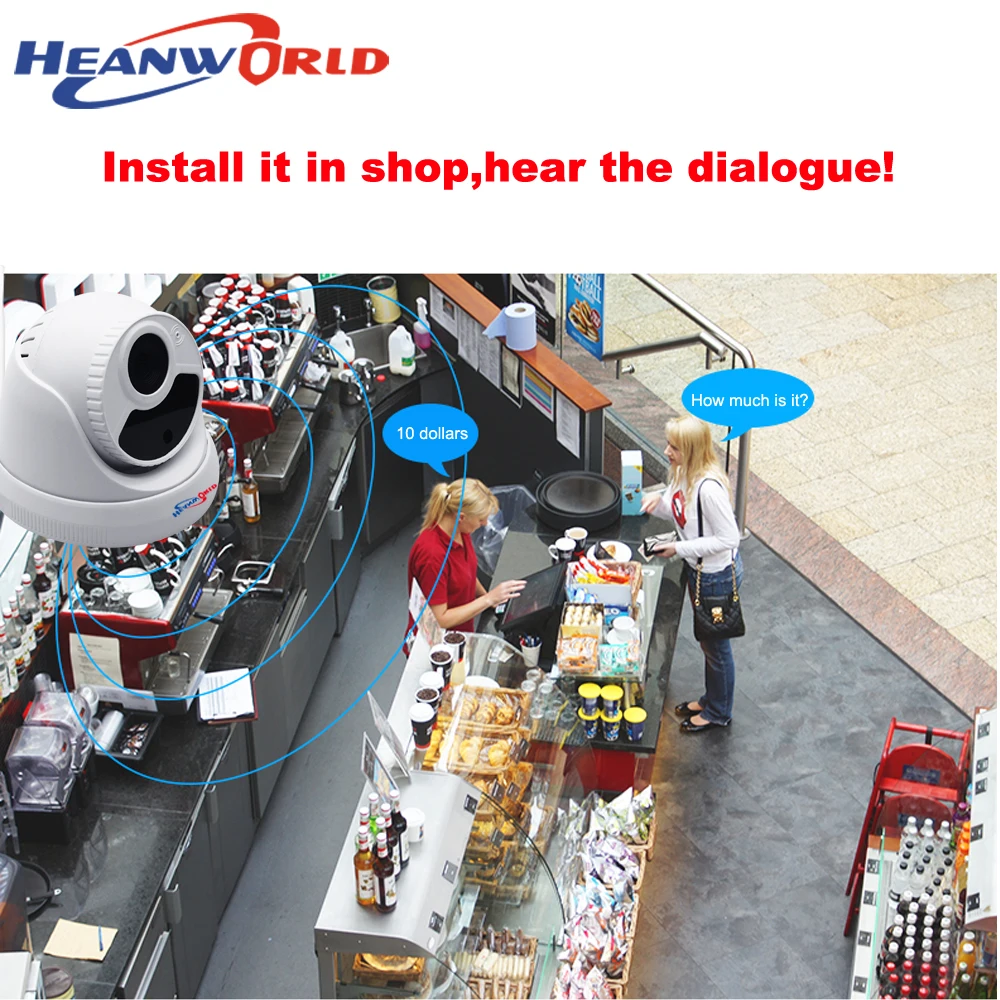 IP-камера Heanworld HD 3 Мп 5 купольная с микрофоном и функцией ночного видения |