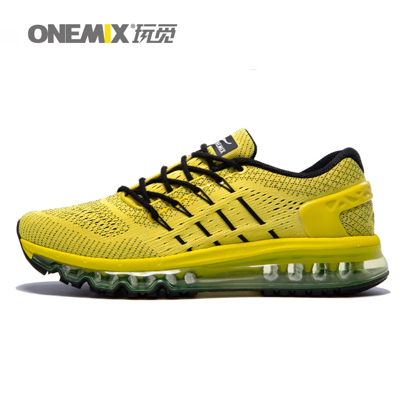ONEMIX Air/женская спортивная обувь для мужчин; сетчатая уникальная обувь; язык; спортивные кроссовки; Черная дышащая Спортивная обувь; кроссовки с подушкой; 8 - Цвет: Yellow M
