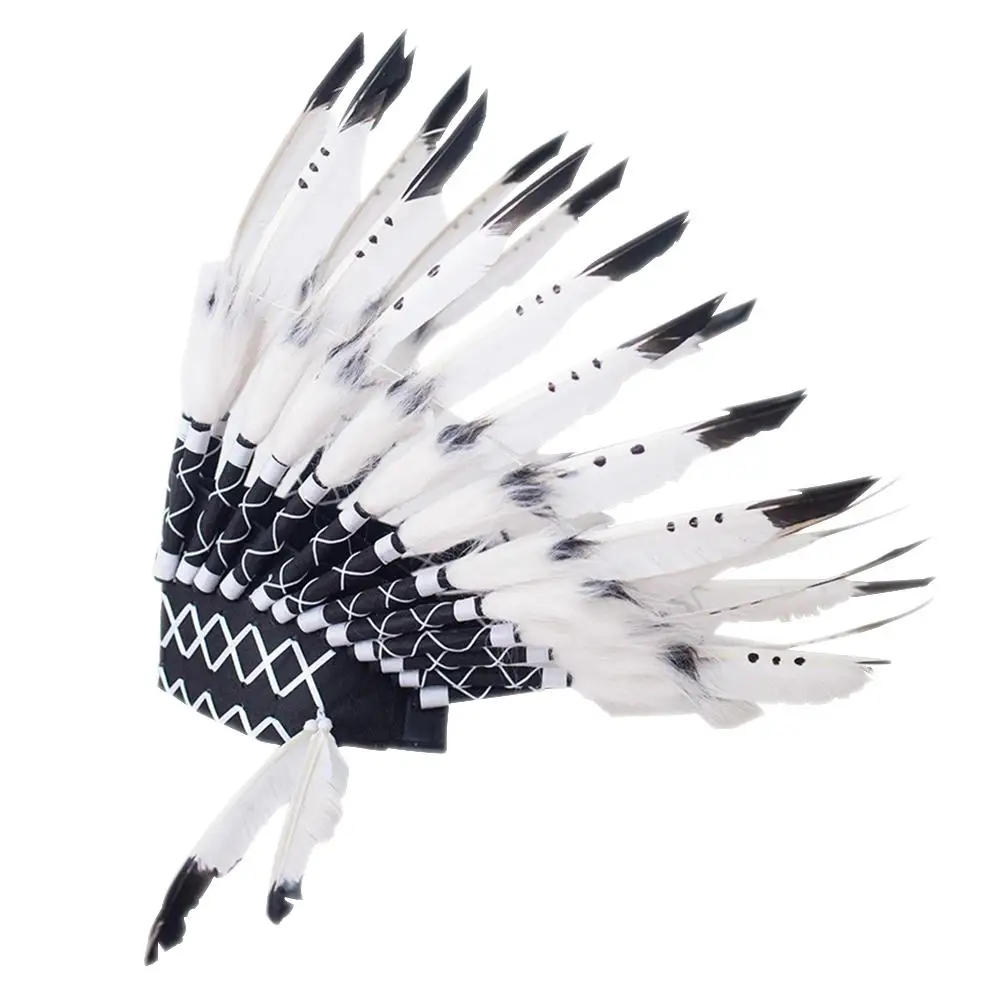 Ethnic Feather Headdress Hat indian Headwear Baby Girl Boys Photograph Props Villus Chiefs Cap | Детская одежда и обувь