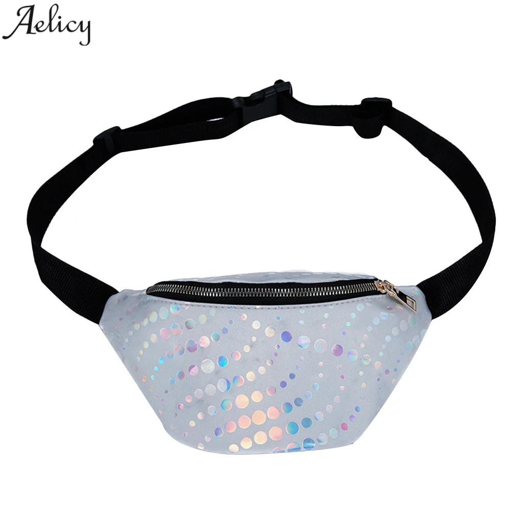 Aelicy блестящая поясная сумка из лазерной кожи для бега женщин улицы
