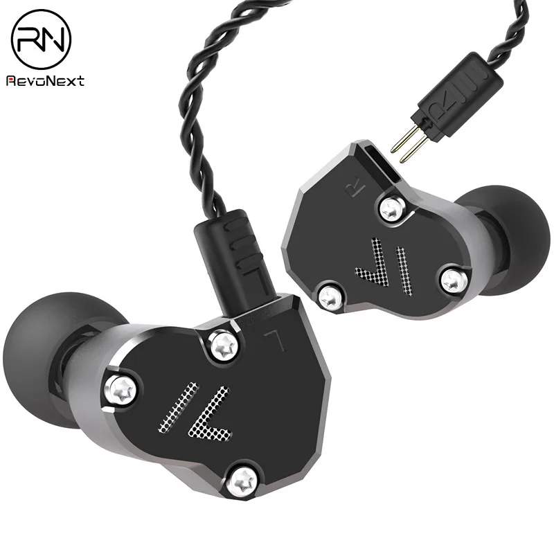 black no mic Revonext QT2s 2DD+ 1BA гибридные наушники в ухо HIFI DJ монитор для бега спортивные наушники ушные наушники гарнитура вкладыши обновленный QT2 - Цвет: black no mic