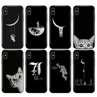 black tpu case for iphone 5 5s se 2020 6 6s 7 8 plus x 10 case silicone cover for iphone xr xs 11 pro max space moon cats black