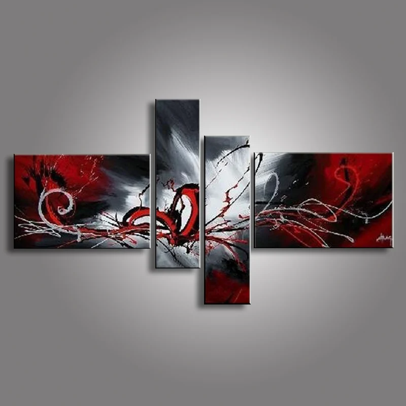 Масляные картины на холсте красные черные белые украшения для дома современная