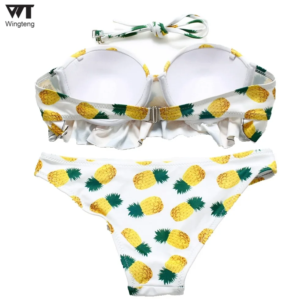 Бразильский комплект бикини 2018 ананас пуш ап купальник женский с оборками микро