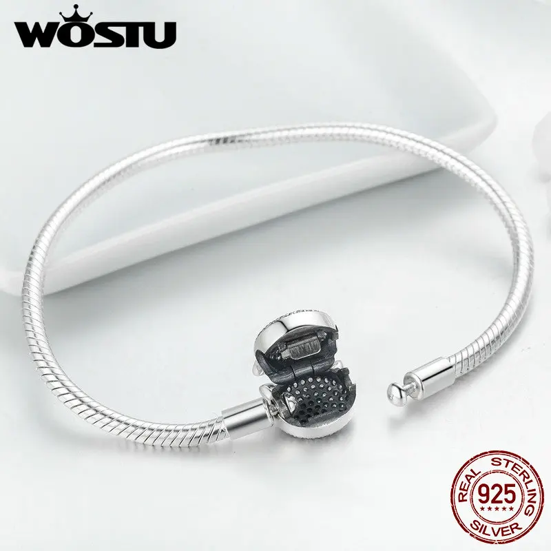 WOSTU 925 пробы Серебряный ослепительный прозрачный кубический циркон мощеный милый кот змея браслет для оригинального дизайна браслет BKB053
