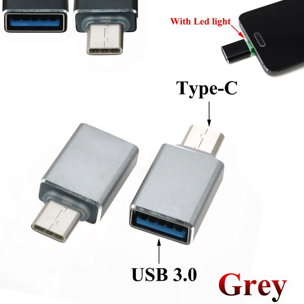 Grey YuXi Тип C штекер USB Женский Кабель адаптер конвертер для USB C к USB 3,0 зарядное устройство штекер OTG адаптер конвертер для телефона Android - Цвет: Grey