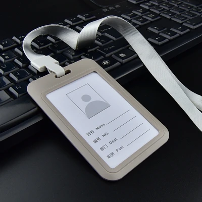grey 1 шт. PP выставочные карты ID держатель карты имя тег персонал держатель для бейджа с шнурком офисные принадлежности канцелярские товары оптом - Цвет: grey