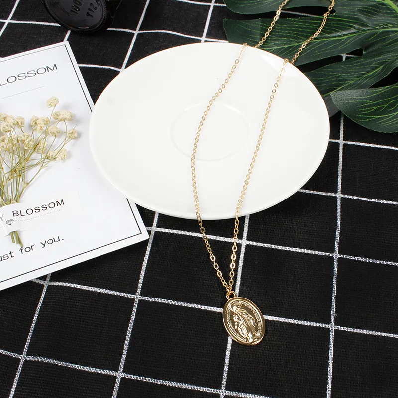 2019 простой медальон Дева Мария ожерелье для женщин девочек серебро/золото Цвет
