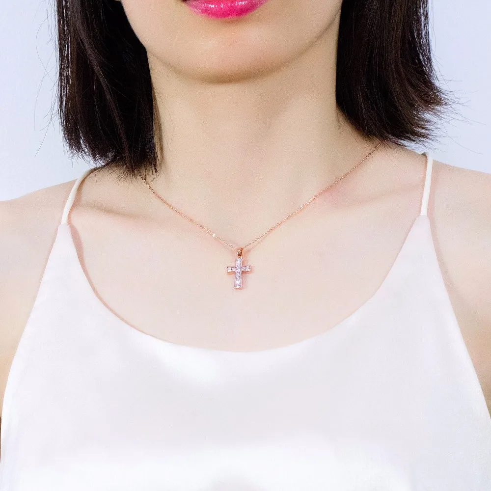 Европейская и американская поп роза золото Иисус подвеска-крестик со стразами