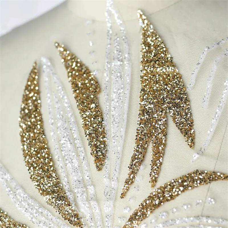 Свадебное платье с золотыми вставками и блестками 2 шт. белое Серебряное