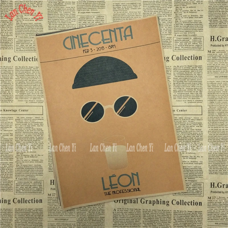 Светло-серый Наградная пленка Reno Killer Leon Jean Classic крафт-бумага плакат для кафе креативная настенная бумага украшение интерьера - Цвет: Светло-серый