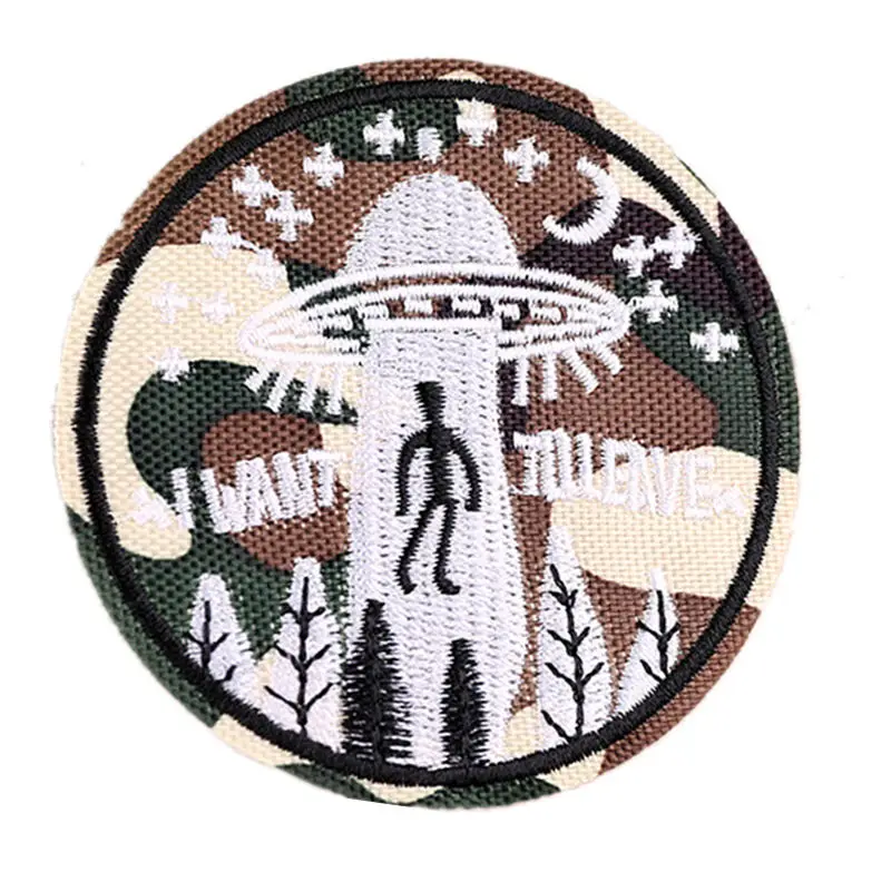 Вышитые пришитые железные нашивки UFO Alien камуфляж я хочу оставить креативный