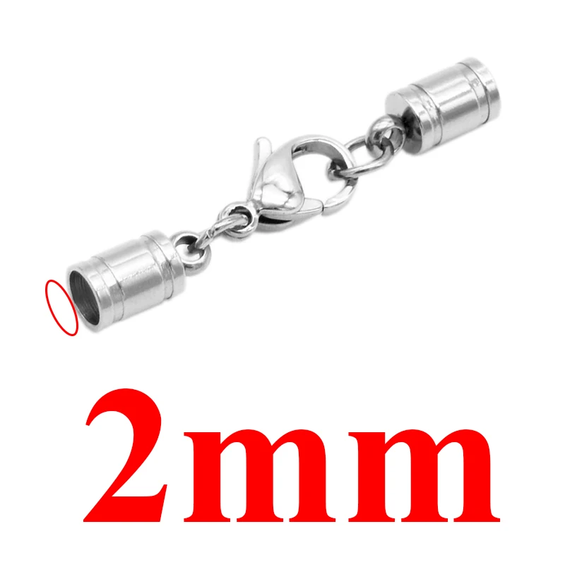 hole 2mm 5 шт./лот, 2, 3, 4, 5, 6 мм, застежка-карабин, застежка из нержавеющей стали, пряжка с кожаным шнуром для изготовления кожаных браслетов DIY - Цвет: hole 2mm