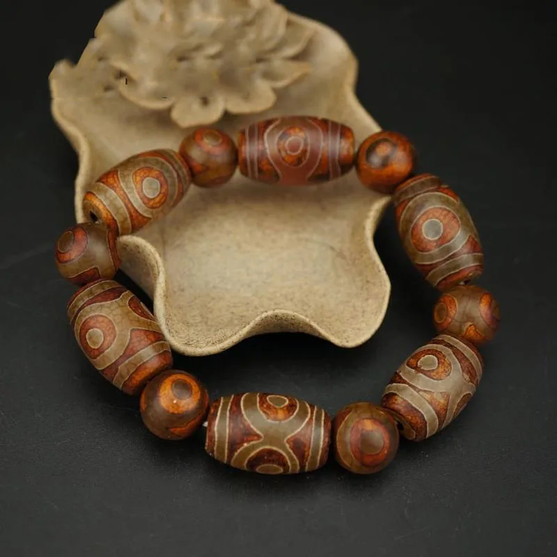 

KYSZDL Tibet natural Old stone three eye prayer beads bracelet men and women lovers jewelry wholesale