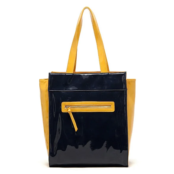 Англия Стиль Сумки женские Модные Патент PU Кожаная Сумка Случайные