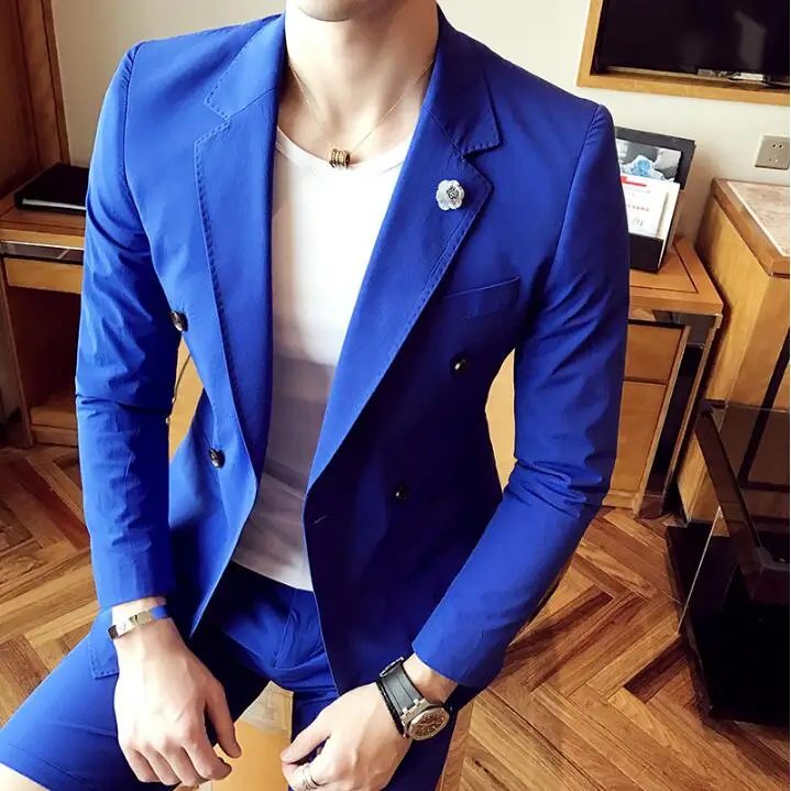 2019 новый бренд для мужчин s костюмы выпускного вечера костюм Slim fit Мода свадебное