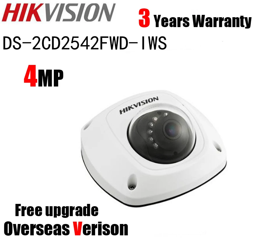 Hikvision ds 2cd2542fwd iws 4mp POE IP67 IK08 WDR мини купола ip Камера слот для карты SD встроенный