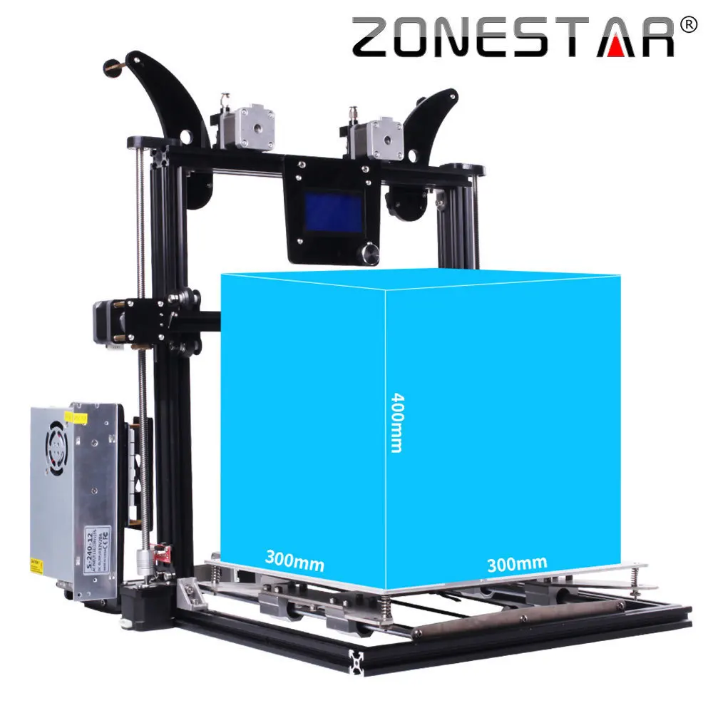 ZONESTAR большой размер 3d принтер 300 мм x 400 автоматический уровень лазерная