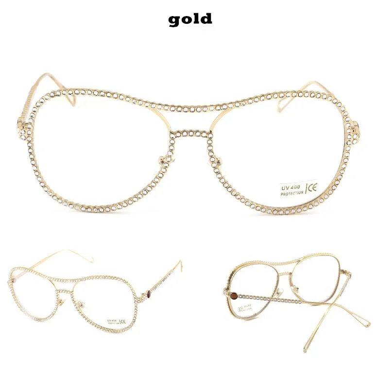 C3 Gold Frame Роскошный женский декоративный кристалл солнцезащитные очки брендовая дизайнерская медная рамка очки солнцезащитные очки винтажное Зеркало Пилот Солнцезащитные очки Новинка - Цвет линз: C3 Gold Frame