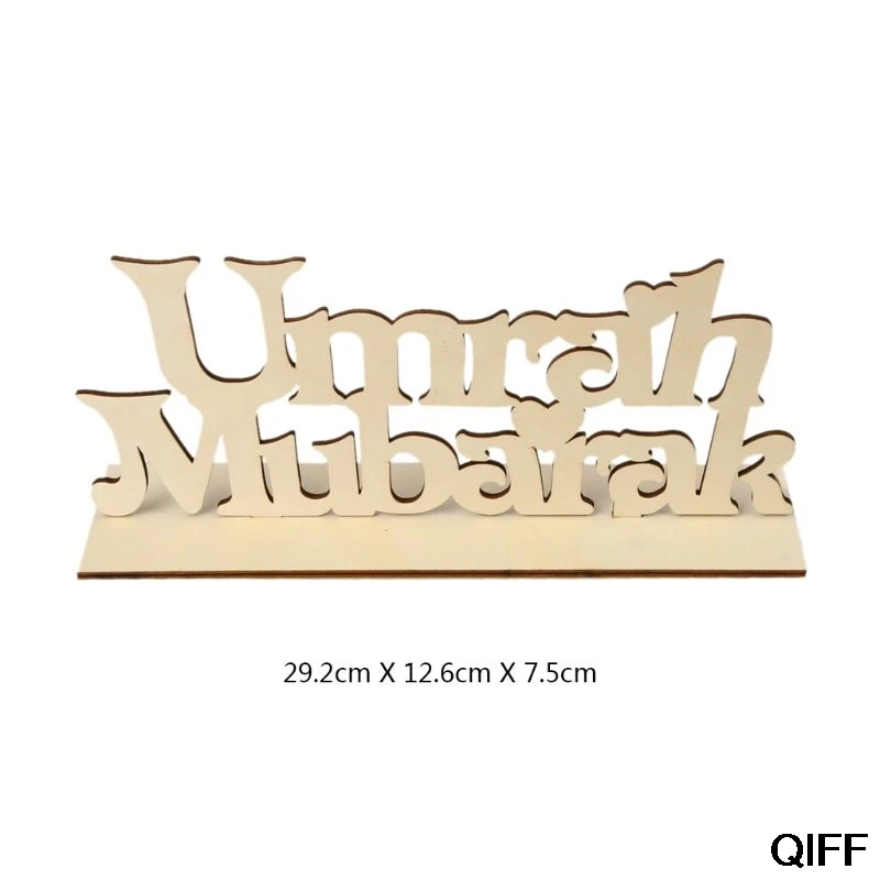Umrah Mubarak деревянный знак табличка Искусство DIY Алфавит украшения украшение дома ремесло рабочего стола орнамент May06