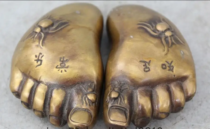 Китайский Фэншуй медный контакт паук нога счастливая улыбка Статуя Пара | Дом и