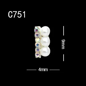 10pcs C751 10 шт./лот 3d кристаллы стразы жемчужные треугольные полукруглые длинные полосы овальные сплава украшения для ногтей - Цвет: 10pcs C751